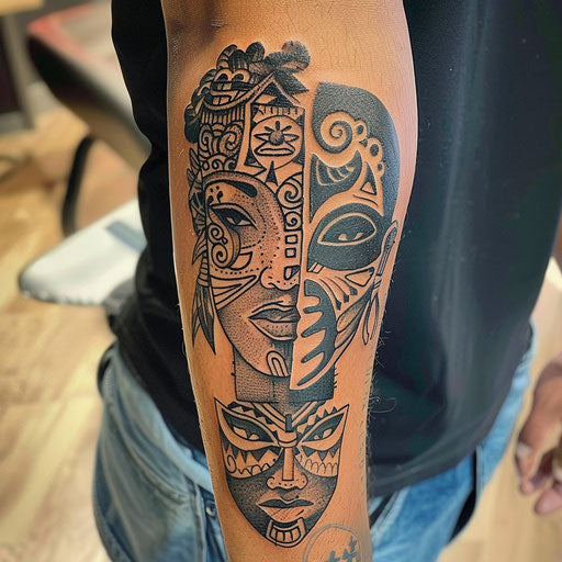 Father daughter tribal tattoos, Ami James style