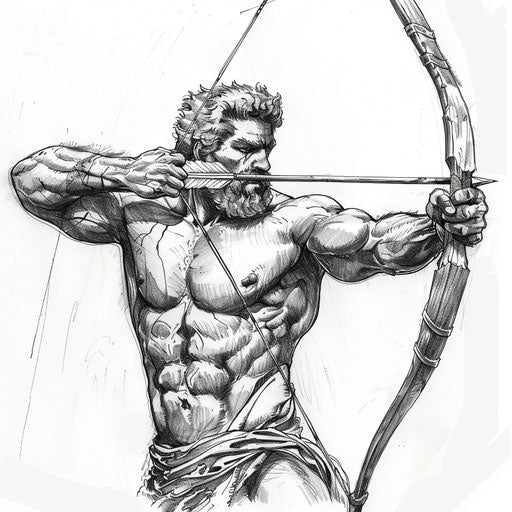 Dynamic sketch of Hercules shooting an arrow