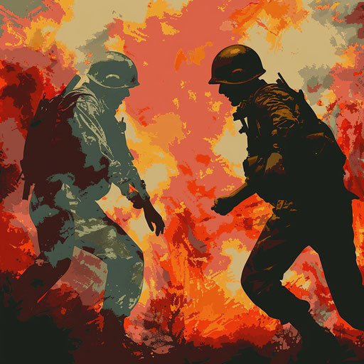 Conflict clipart with random color background in photo realistic style