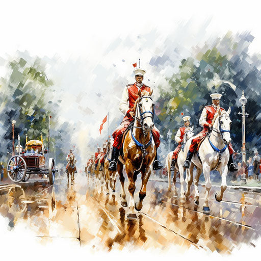 Parade illustration in the style of Oil painting, on white background