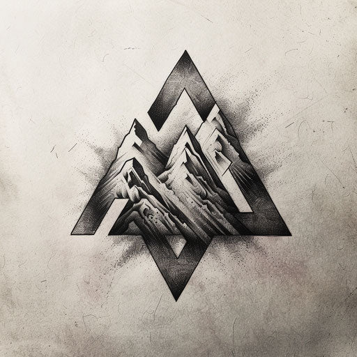 Elegant stippling tattoo sketch of a Valknut