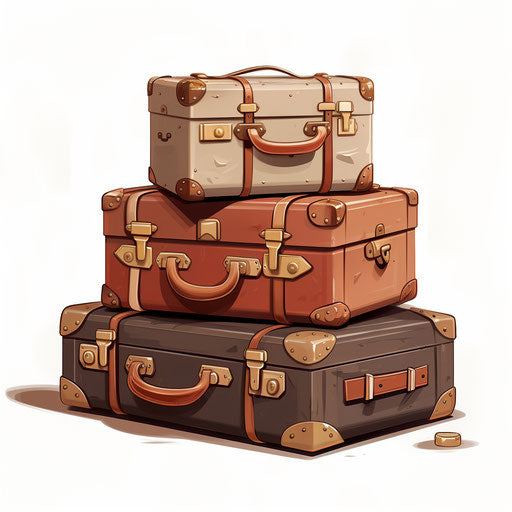 Luggage in Chiaroscuro Art style, on white background