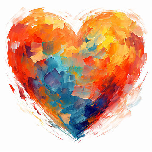 Heart clipart in the style of Impressionistic Art, on a white background