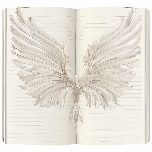 Realistic diary clipart with detailed wings