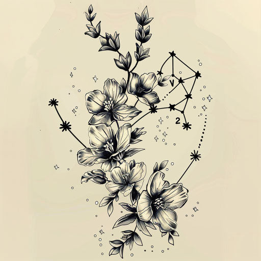 Botanical Cancer constellation tattoo sketch