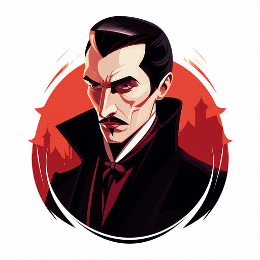 Dracula clipart in the style of Chiaroscuro Art, on a white background