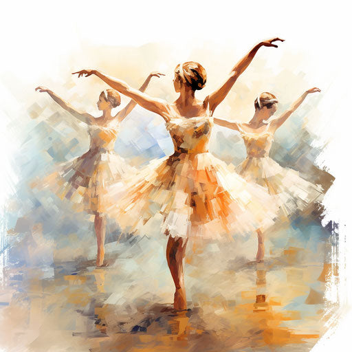 Ballet clipart in the style of Impressionistic Art, on white background