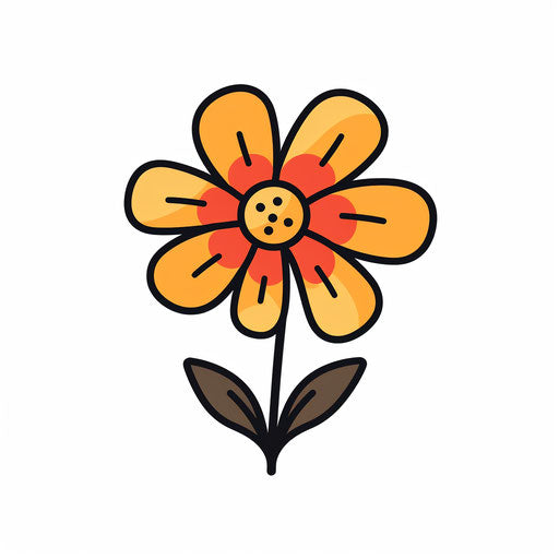 Flower illustration in minimalist style, on white background