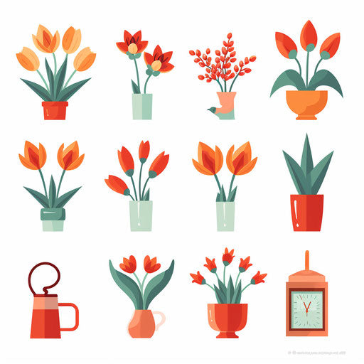 March clipart images in Minimalist style, on white background