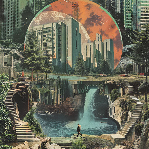 Nature and urban architecture in a surreal collage