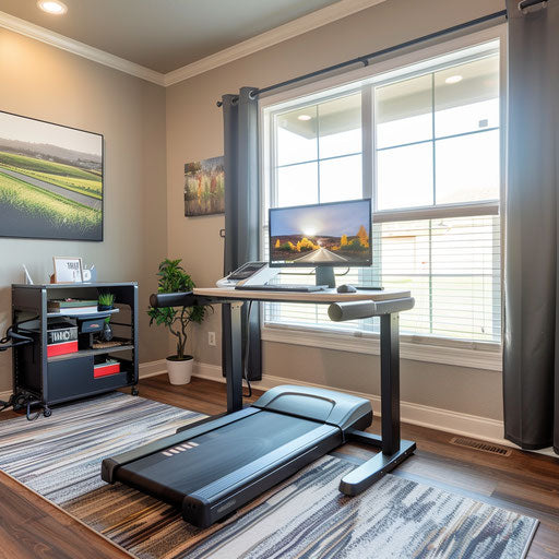 Home office with treadmill desk