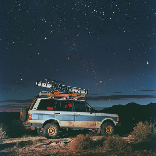 Mobile astronomy lab under starry sky