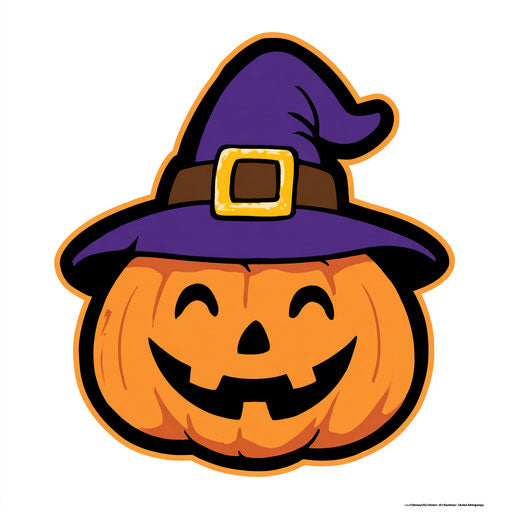 Joyful pumpkin with a witch's hat
