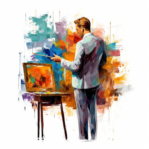 Impressionistic business art on a white background