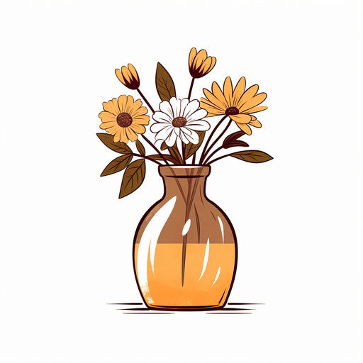 Flower vase clipart in Minimalist style, on white background
