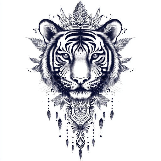 Tribal tiger tattoo on white hand