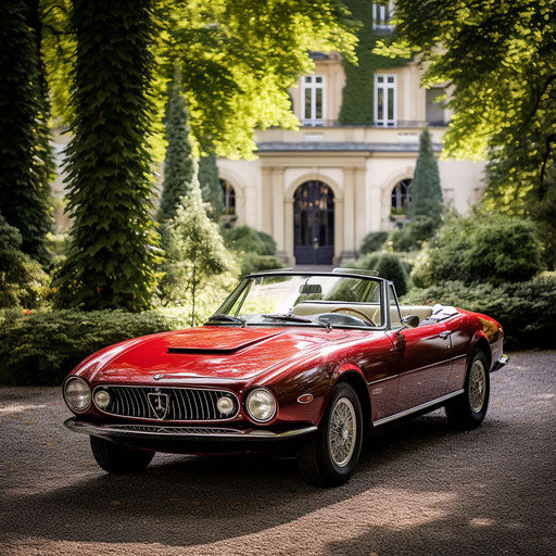 Classic Maserati Ghibli convertible with top down