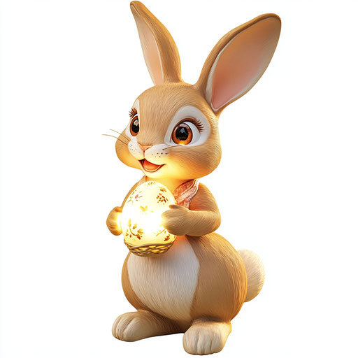 3D Easter Bunny Figurine Lights, realistic style