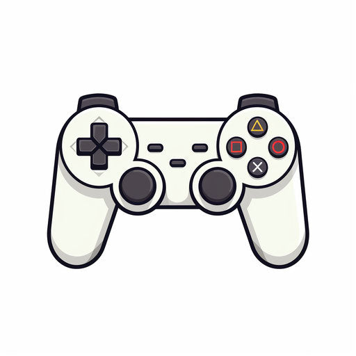 Minimalist video game controller on white background