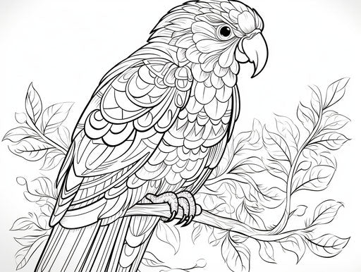 Printable bird coloring pages with intricate designs