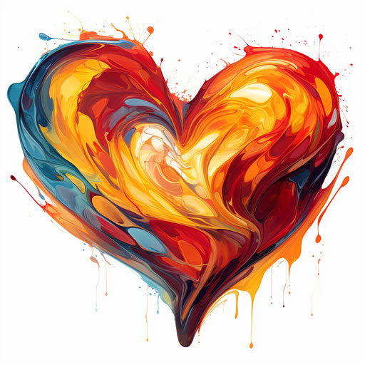 Heart clipart in the style of oil painting, on a white background