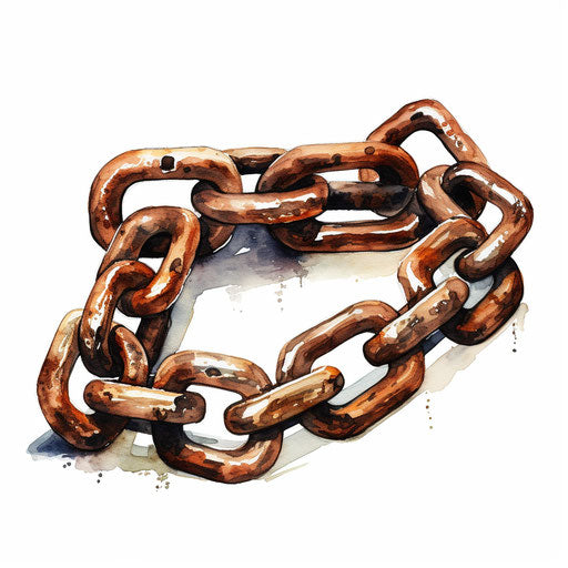 Chain clipart in the style of Oil painting, on a white background