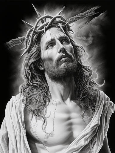 Jesus Tattoo Design 2 in Luxurious Style, Gray