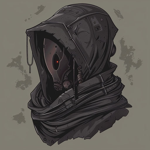 Dystopian hood with metallic elements