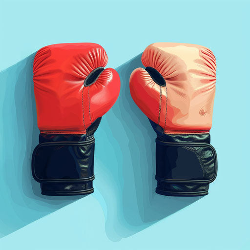 Boxing gloves clipart in photo realistic style with a flat background