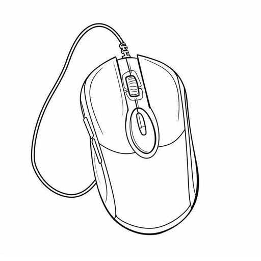 Computer mouse outline with wire