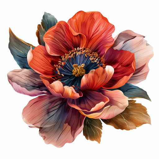 Realistic flower illustration on white background with rich colors