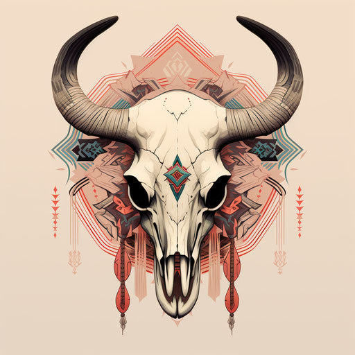 Bull skull on geometric pattern