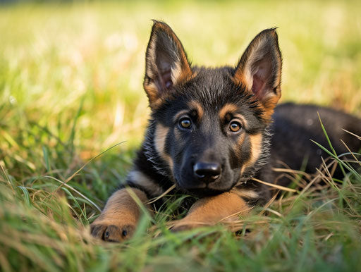German shepherd puppy in the grass