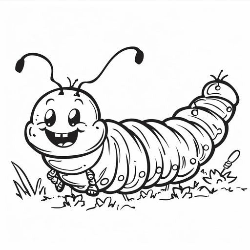Smiling caterpillar outline for coloring book