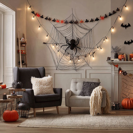 Halloween Decor in a Well-Lit Room