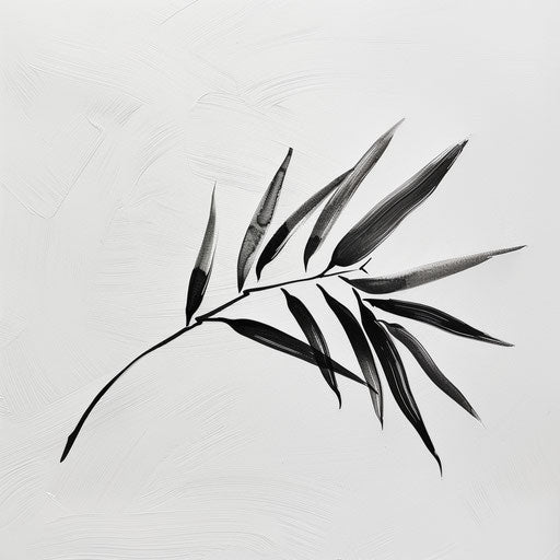Stylized bamboo leaf, elegant strokes, Zen-like simplicity