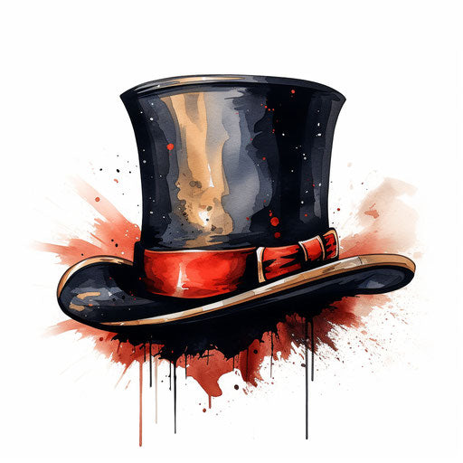 Top hat clipart in the style of Chiaroscuro Art, on a white background