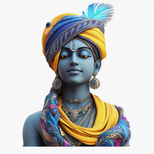 3D Krishna with a flat white background