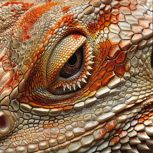 Textured skin of a bearded dragon, unique patterns and colors