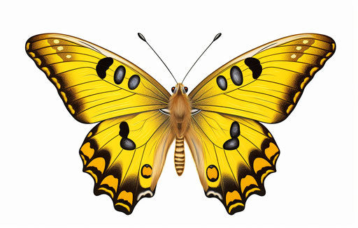Yellow cartoon butterfly with free brushwork
