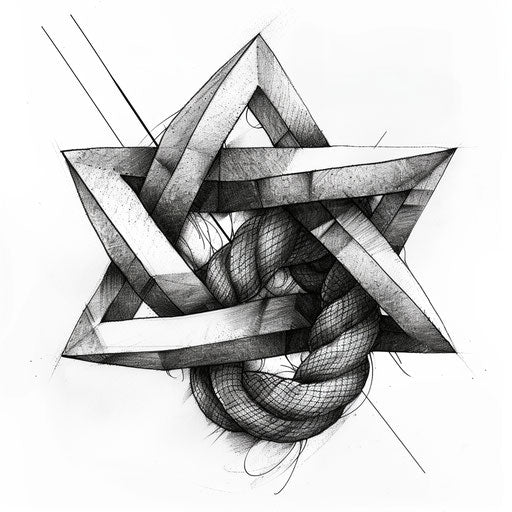 Artistic depiction of a fishing knot as geometric tattoo design