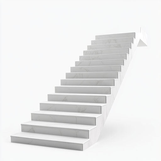 3D stairs on flat white background, isolated clipart