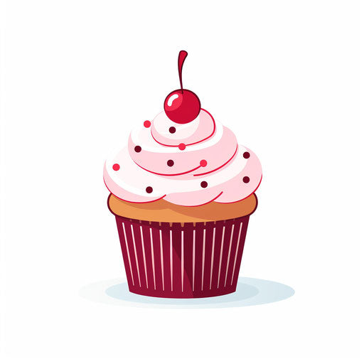 Minimalist birthday cupcake clipart on white background