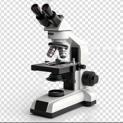 Realistic microscope on white background with detailed textures
