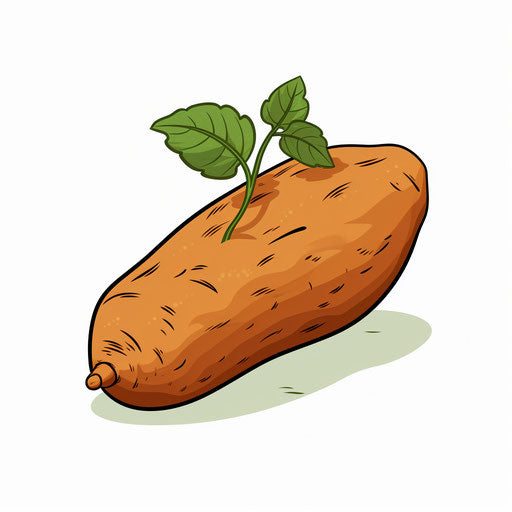 Yam illustration in the Minimalist style, on white background