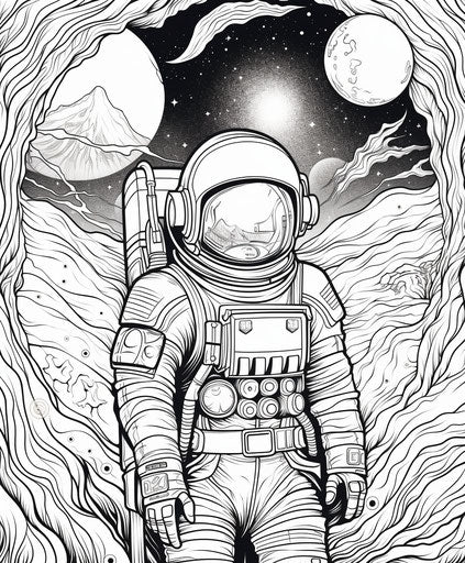 Illustration of astronaut coloring page