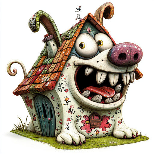 Stylish Dog House Caricature Clipart for Fashion Design