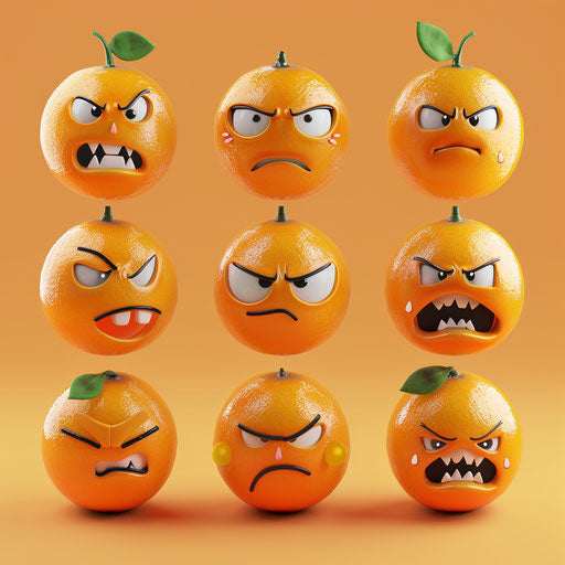 Dramatic emoji in light orange and green for destructive group