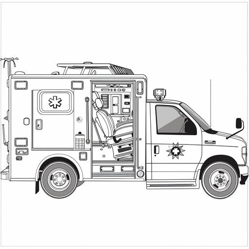 Detailed side view of ambulance with open doors