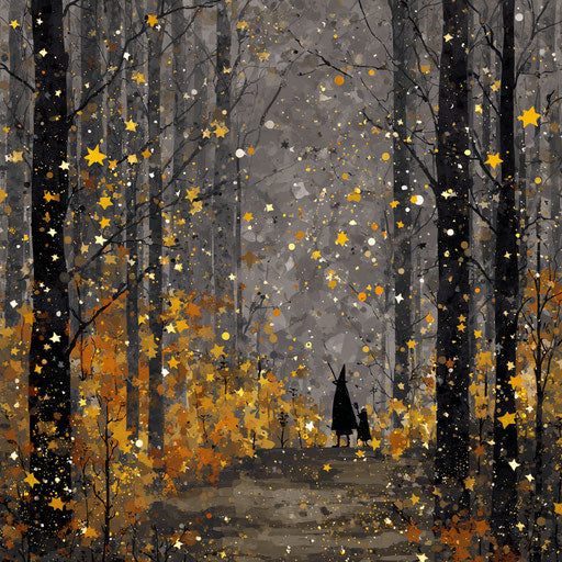 A magical forest under a starry sky